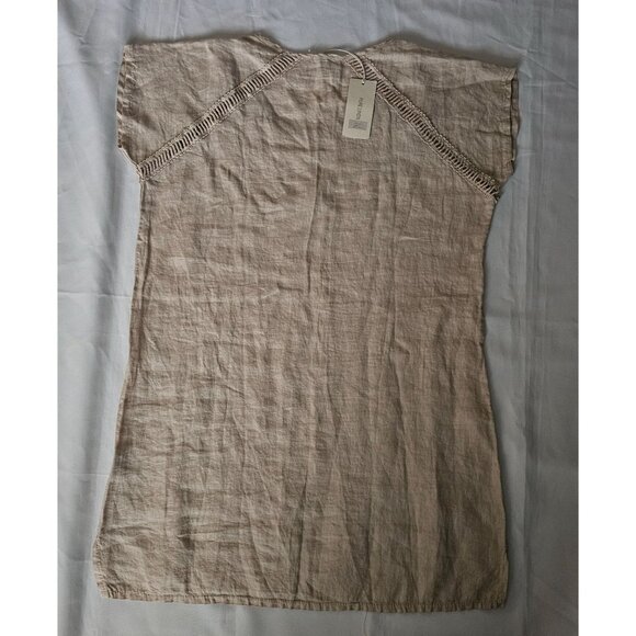 Bellambra Women's Sand Color 100% Pure Linen Short Sleeve Blouse Size Large NWT - Picture 5 of 14
